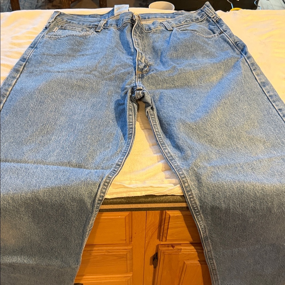 Carhartt B17 STW Relaxed Fit Straight Leg Jeans Mens 40x34 Blue Stonewash Denim